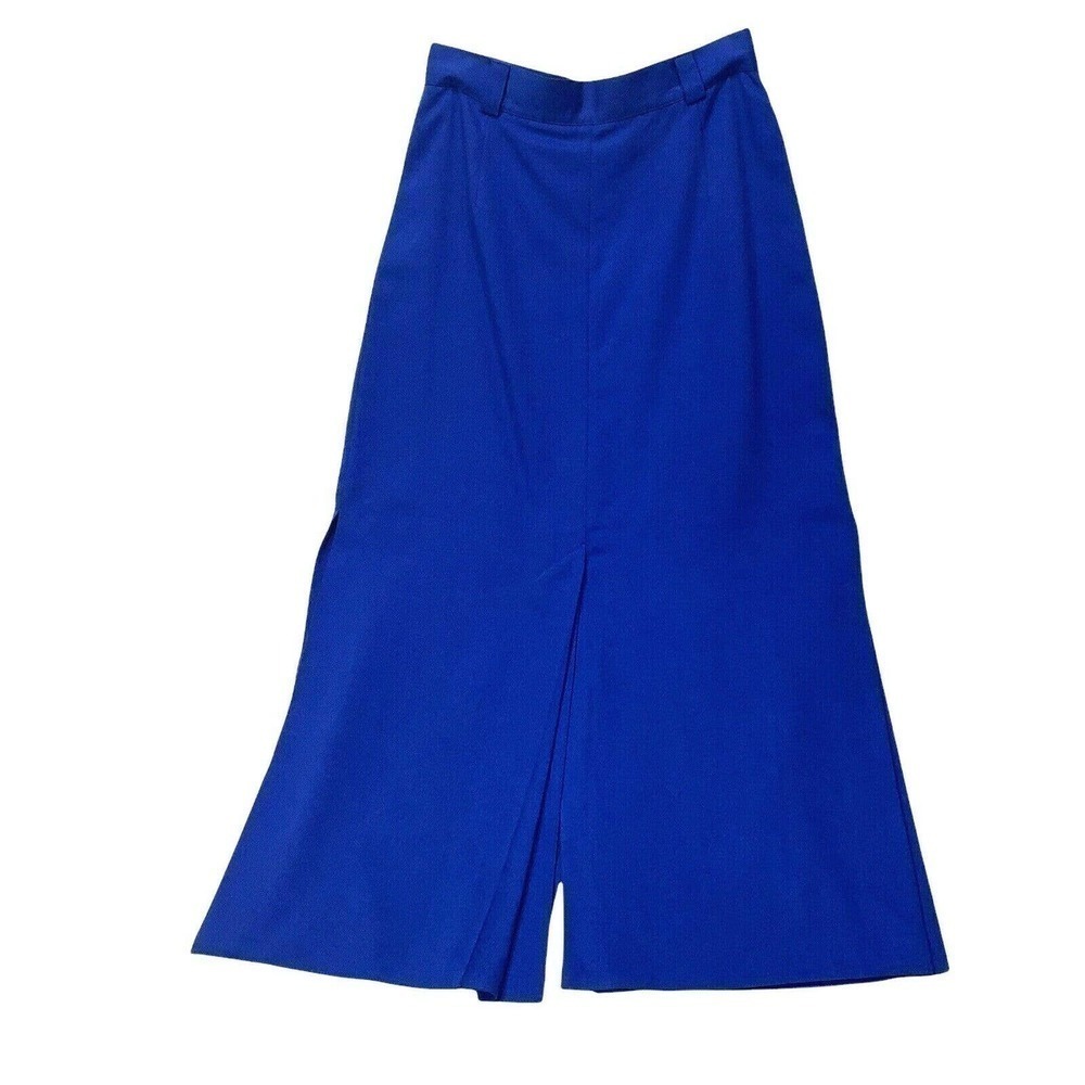 Skirt Midi Pencil 4 Slits Size S/M 38 Bright Blue Zip Tailor Made Austria Vtg